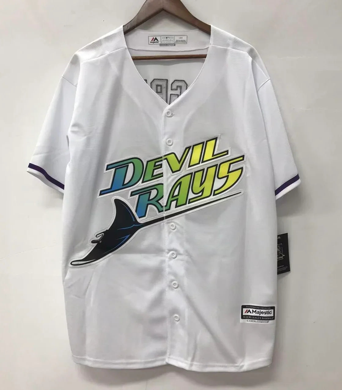 Fred McGriff Tampa Bay Devil Rays Official MLB Jersey Majestic product image 2, provided for visual reference and product