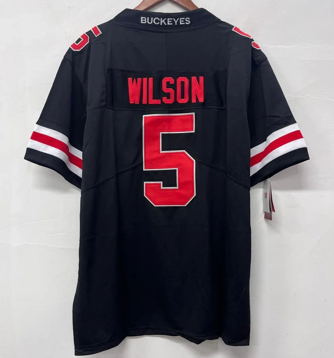 Garrett Wilson Ohio State Buckeyes jersey black with red numbers product image 2, provided for visual reference and product