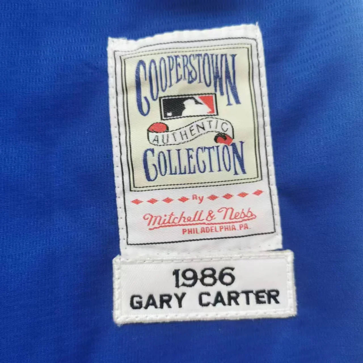 Gary Carter 1986 New York Mets Jersey Mitchell & Ness blue product image 3, provided for visual reference and product detail