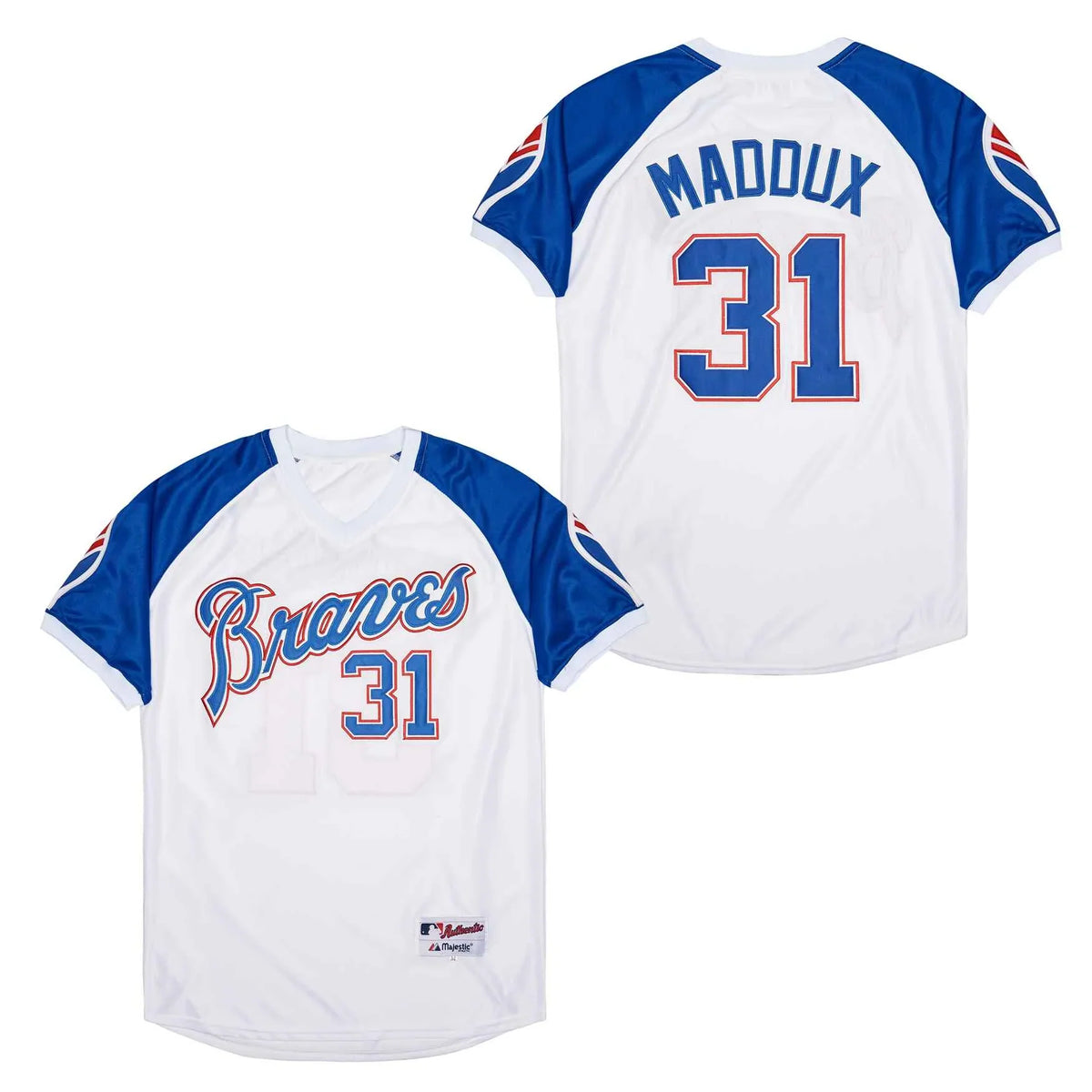 Greg Maddux Atlanta Braves Majestic Brand jersey product image 1, provided for visual reference and product detail review