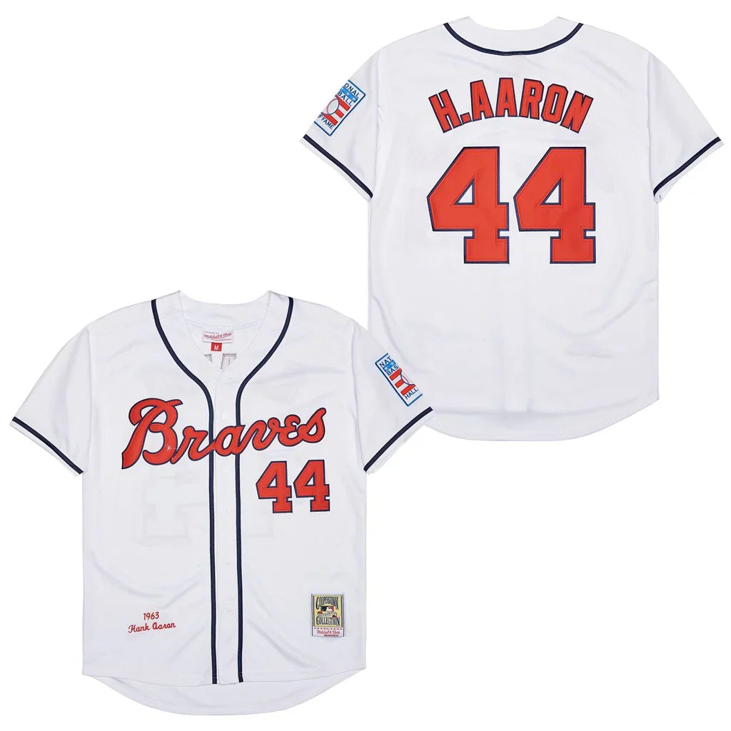 Hank Aaron Atlanta Milwaukee Braves Jersey 1963 Mitchell & Ness product image 1, provided for visual reference and product