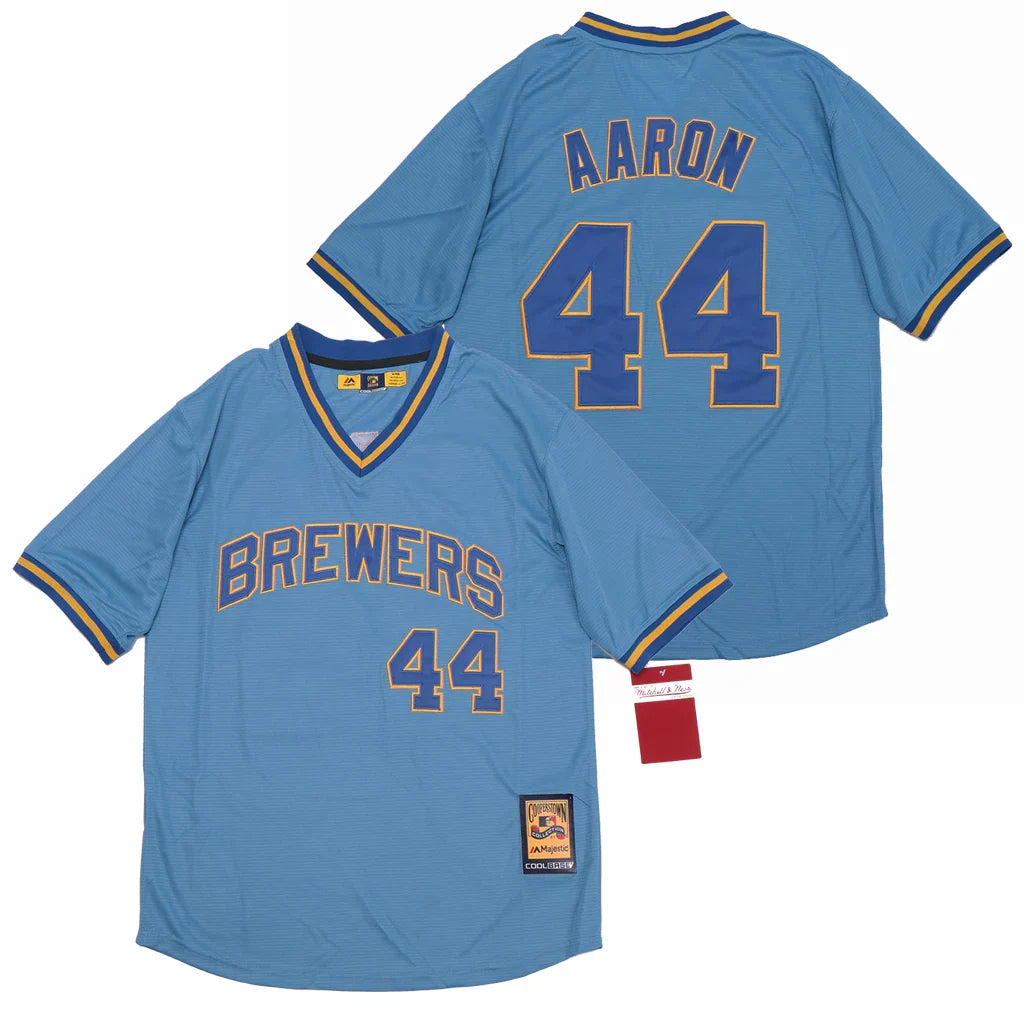Hank Aaron Milwaukee Brewers Jersey Mitchell & Ness product image 1, provided for visual reference and product detail review