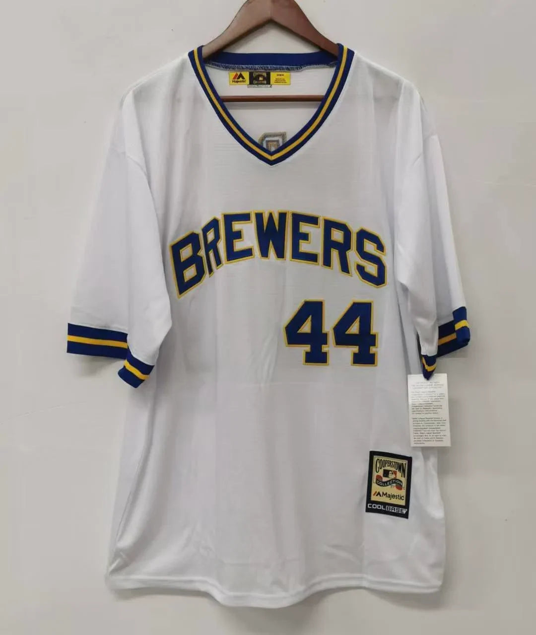 Hank Aaron Milwaukee Brewers Jersey Mitchell & Ness white product image 3, provided for visual reference and product detail