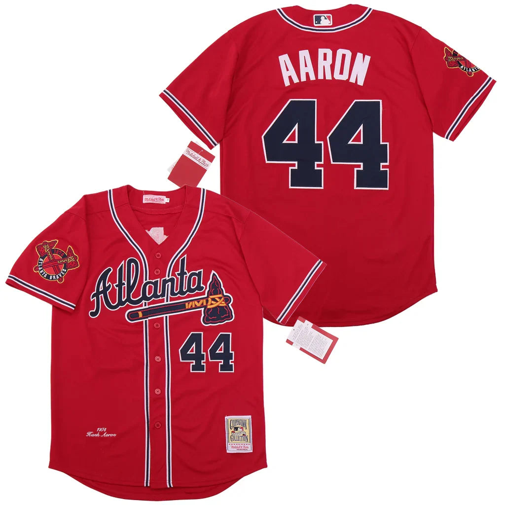Hank Aaron Atlanta Milwaukee Braves Jersey 1974 Mitchell & Ness Red product image 1, provided for visual reference and