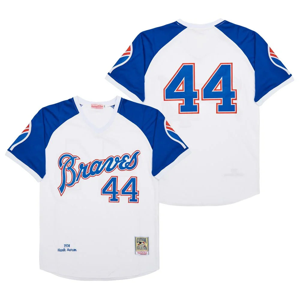 Hank Aaron Atlanta Milwaukee Braves Jersey Mitchell & Ness Pullover 1974 product image 1, provided for visual reference and