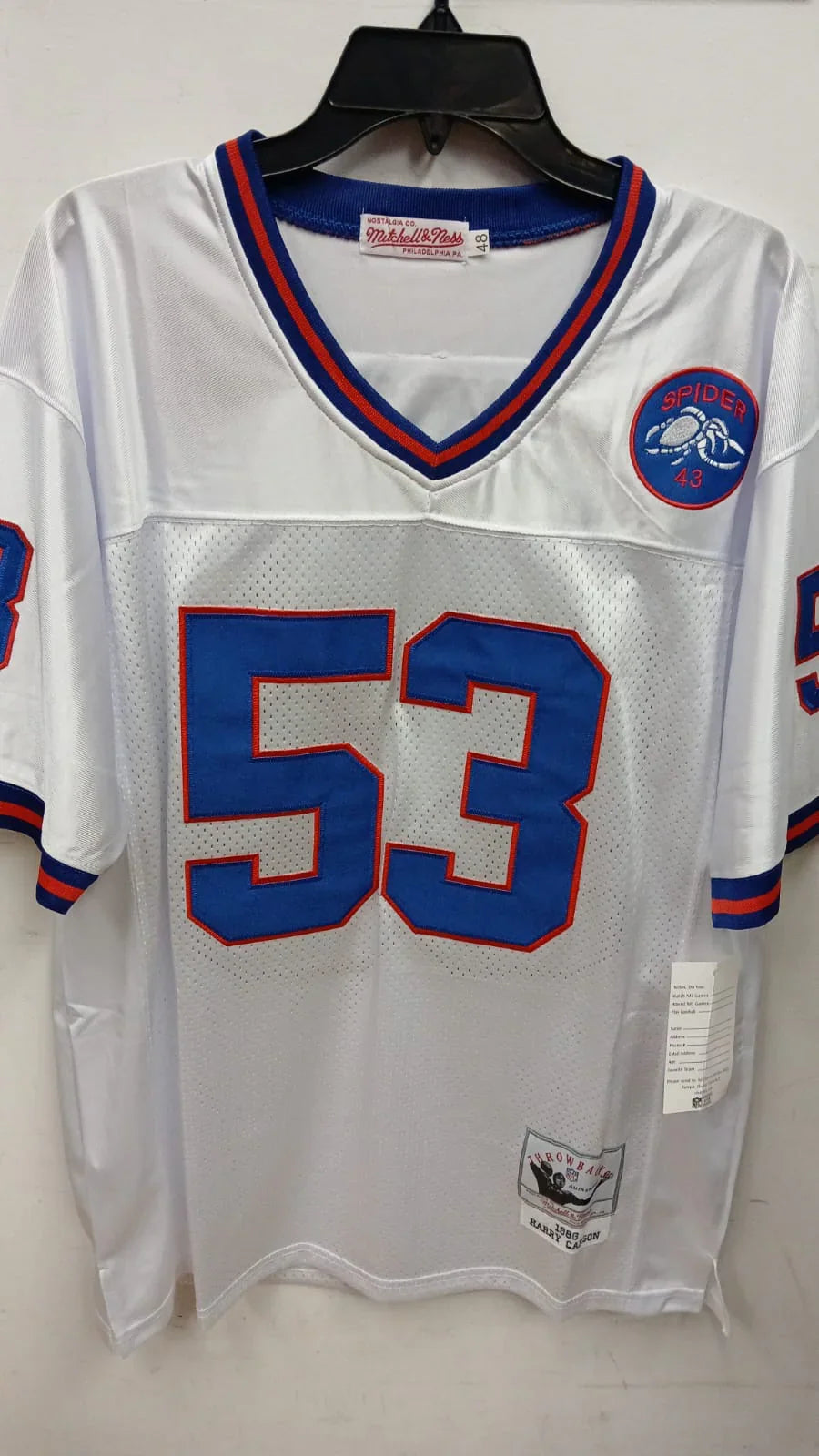 Harry Carson New York Giants Jersey Mitchell & Ness white product image 3, provided for visual reference and product detail