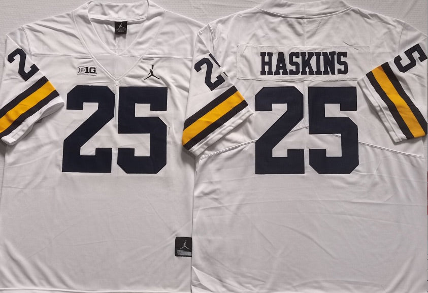 Hassan Haskins Michigan Wolverines Jersey white product image 1, provided for visual reference and product detail review