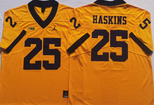 Hassan Haskins Michigan Wolverines Jersey yellow product image 1, provided for visual reference and product detail review