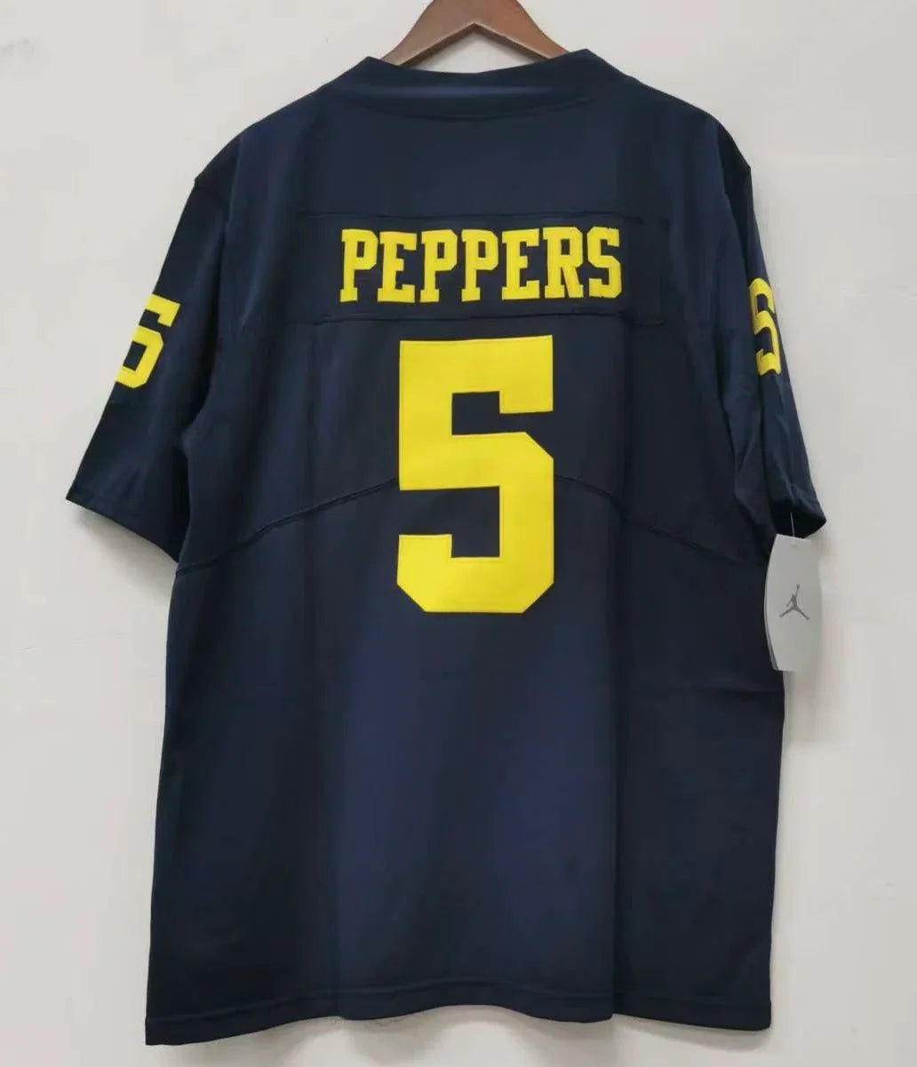 Jabrill Peppers Michigan Wolverines Jersey blue product image 2, provided for visual reference and product detail review