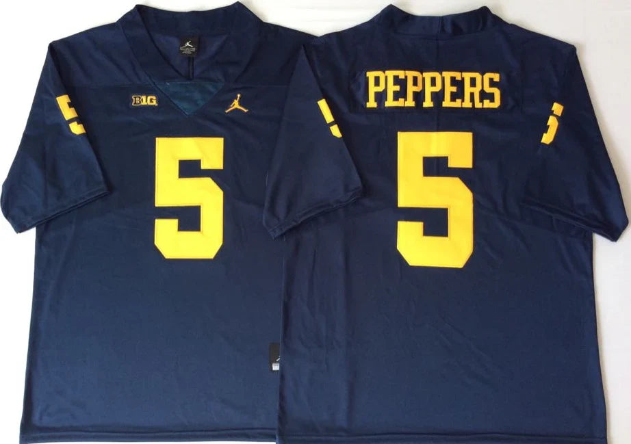 Jabrill Peppers Michigan Wolverines Jersey blue product image 1, provided for visual reference and product detail review