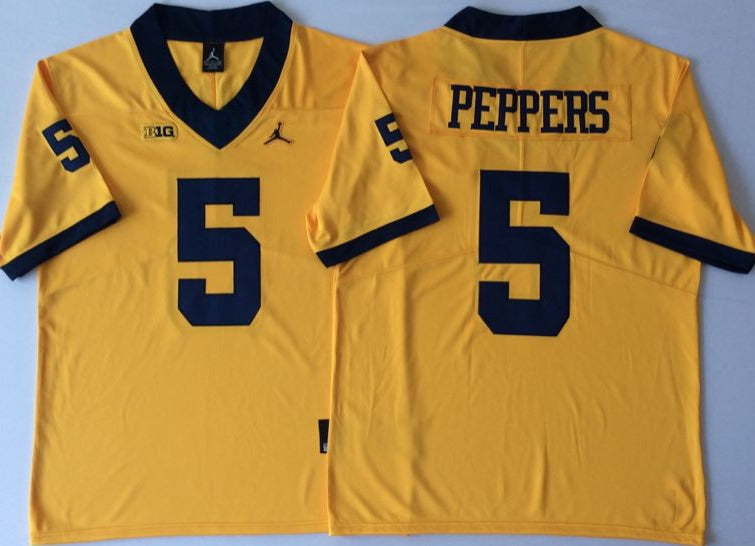 Jabrill Peppers Michigan Wolverines Jersey yellow product image 1, provided for visual reference and product detail review