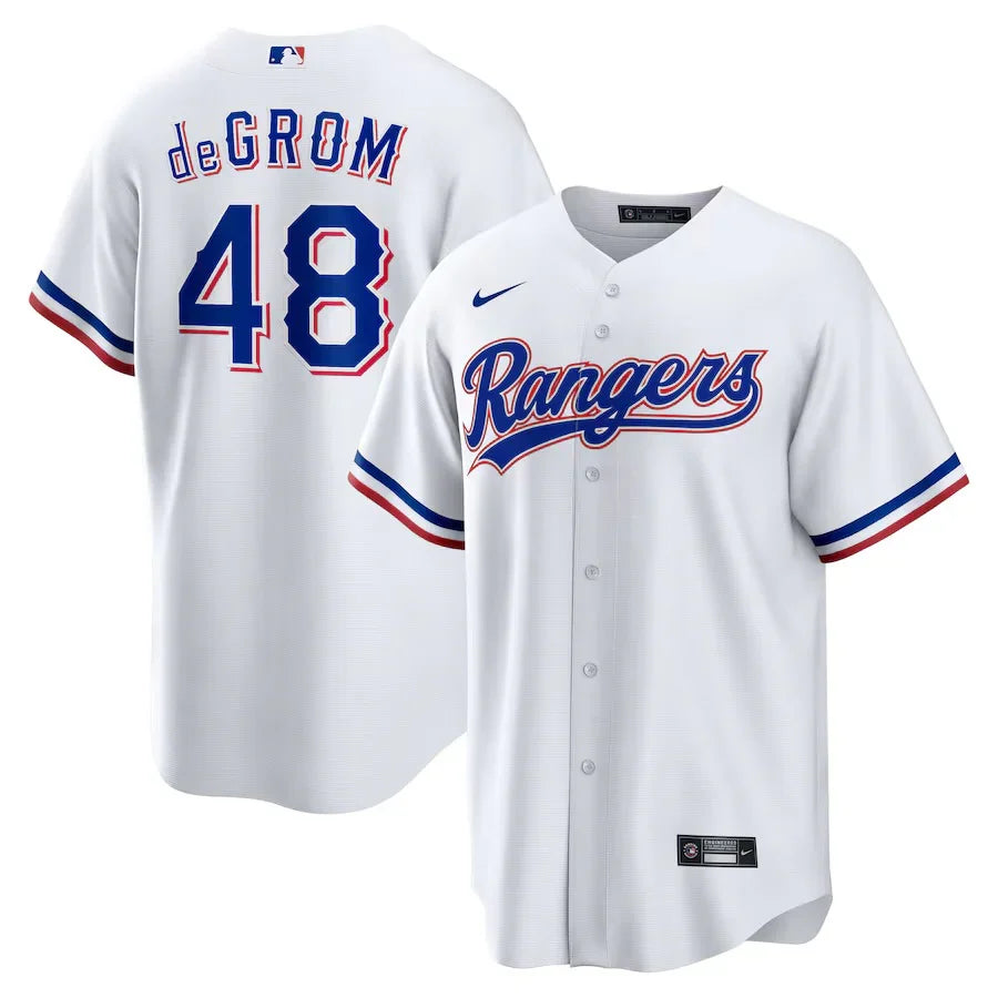 Jacob deGrom Texas Rangers official MLB Jersey Nike product image 1, provided for visual reference and product detail review