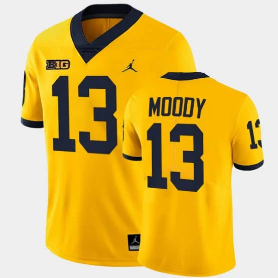 Jake Moody Michigan Wolverines Official NCAA Jersey #13 Yellow product image 1, provided for visual reference and product