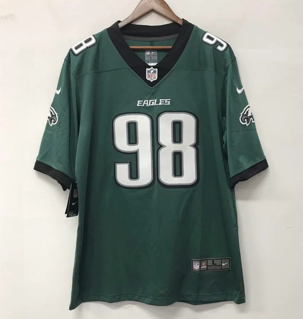 Jalen Carter Philadelphia Eagles official Nike NFL Jersey Green product image 3, provided for visual reference and product