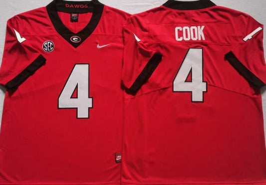 James Cook Georgia Bulldogs Jersey red product image 1, provided for visual reference and product detail review