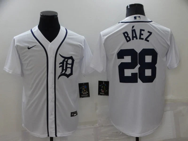 Javier Báez Detroit Tigers Jersey Nike White product image 1, provided for visual reference and product detail review