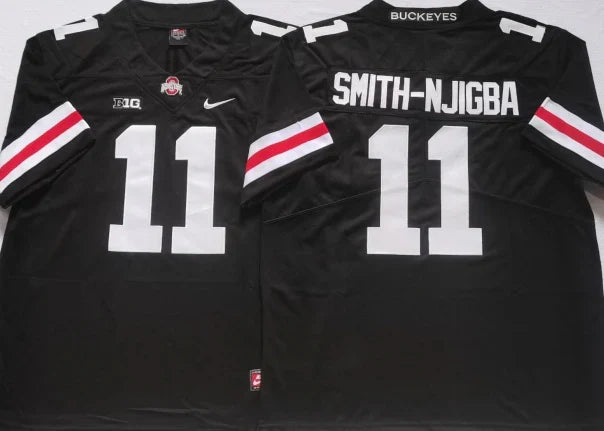 Jaxon Smith-Njigba Ohio State Buckeyes jersey black with white numbers product image 1, provided for visual reference and