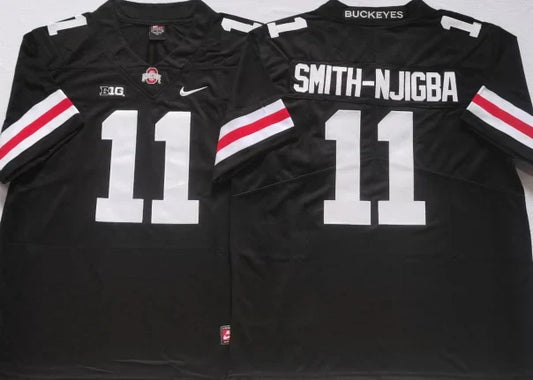 Jaxon Smith-Njigba Ohio State Buckeyes jersey black with white numbers product image 1, provided for visual reference and