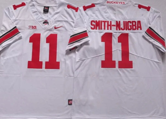 Jaxon Smith-Njigba Ohio State Buckeyes jersey white product image 1, provided for visual reference and product detail review