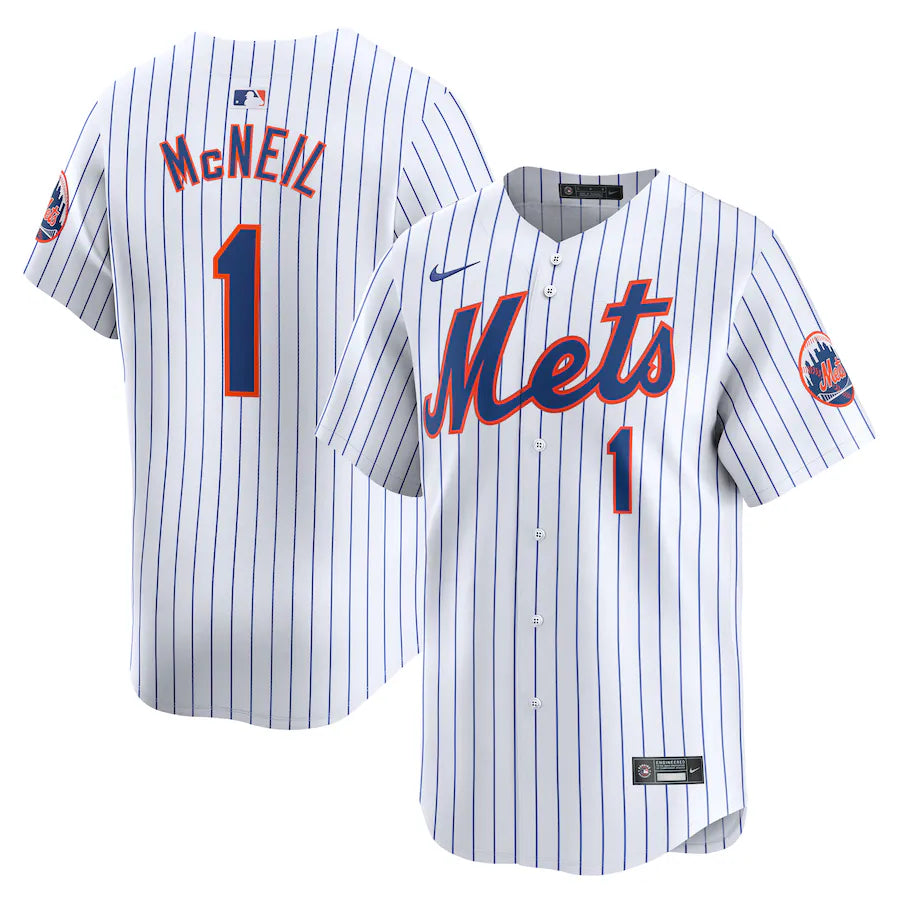 Jeff McNeil New York Mets Nike brand MLB official Jersey White product image 1, provided for visual reference and product