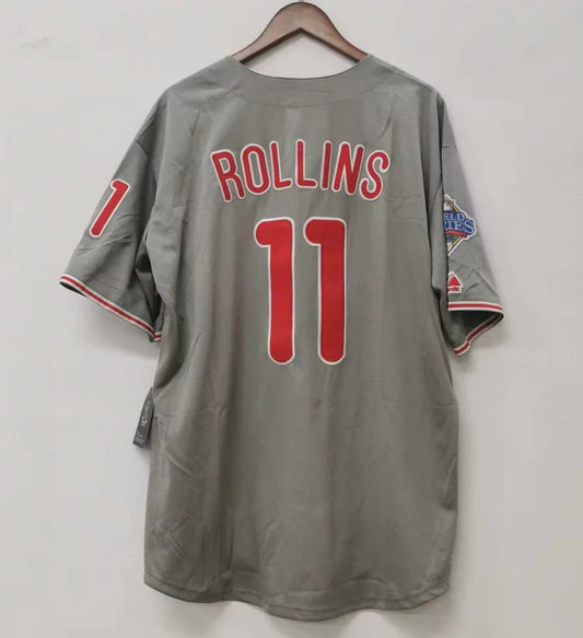 Jimmy Rollins Philadelphia Phillies Jersey 2008 World Series gray product image 1, provided for visual reference and product