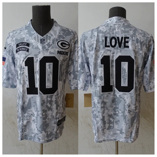 Jordan Love Green Bay Packers 2024 Nike NFL Salute to Service Jersey product image 1, provided for visual reference and