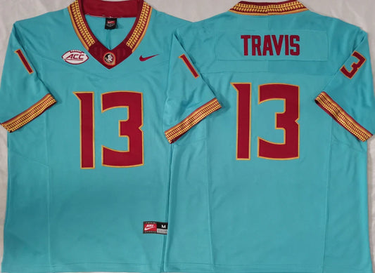 Jordan Travis Florida State Seminoles Jersey NIKE Aqua product image 1, provided for visual reference and product detail