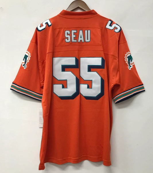 Junior Seau Miami Dolphins Official NFL Mitchell & Ness Jersey product image 1, provided for visual reference and product