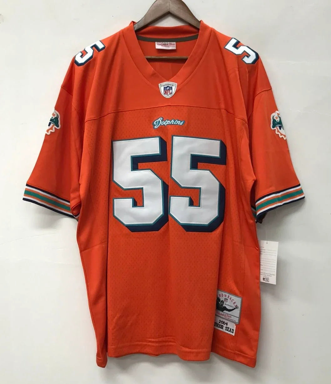 Junior Seau Miami Dolphins Official NFL Mitchell & Ness Jersey product image 2, provided for visual reference and product
