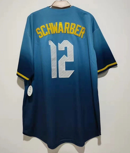 Kyle Schwarber Philadelphia Phillies Blue City Connect Jersey product image 1, provided for visual reference and product