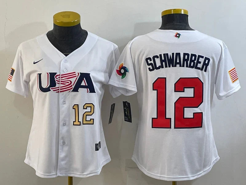 Kyle Schwarber Team USA Baseball Jersey Nike white product image 1, provided for visual reference and product detail review