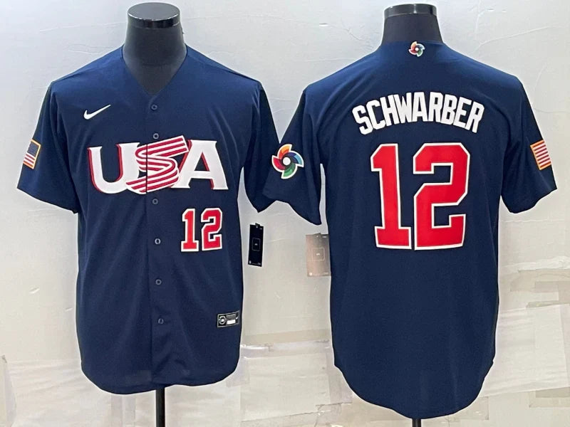 Kyle Schwarber Team USA Baseball Jersey Nike blue product image 1, provided for visual reference and product detail review