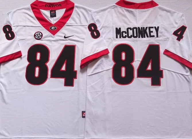 Ladd McConkey Georgia Bulldogs Jersey white product image 1, provided for visual reference and product detail review