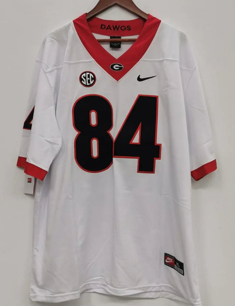 Ladd McConkey Georgia Bulldogs Jersey white product image 3, provided for visual reference and product detail review