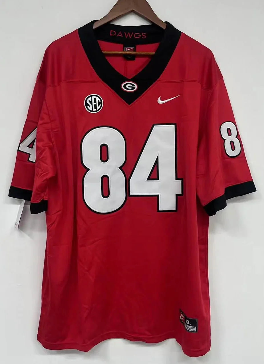 Ladd McConkey Georgia Bulldogs Jersey red product image 2, provided for visual reference and product detail review