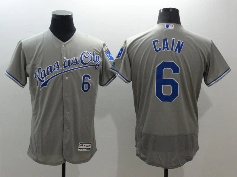 Lorenzo Cain Kansas City Royals Jersey Majestic gray product image 1, provided for visual reference and product detail review