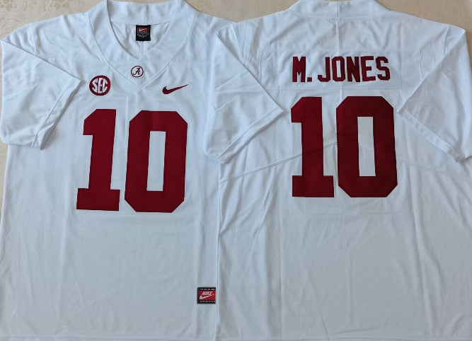 Mac Jones Alabama Crimson Tide Jersey white NIKE product image 1, provided for visual reference and product detail review