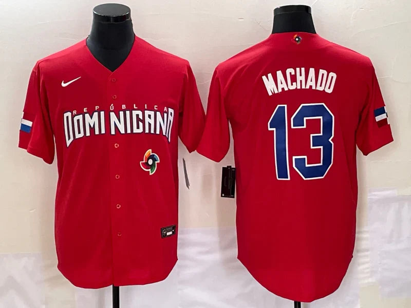 Manny Machado Dominican Republic jersey Nike Red product image 1, provided for visual reference and product detail review