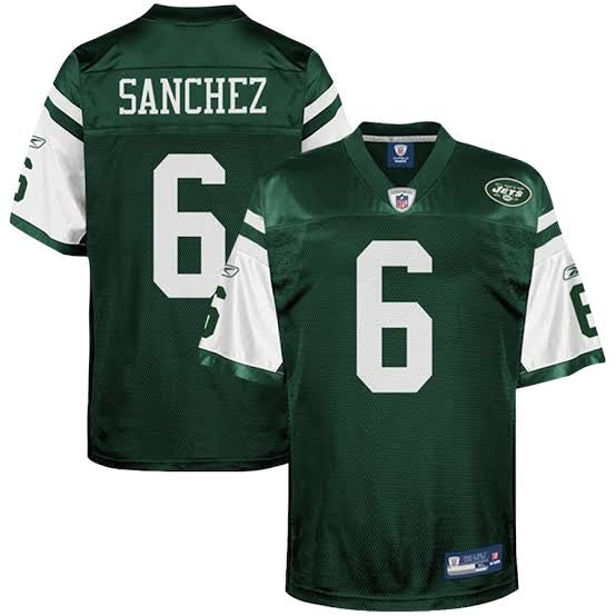 Mark Sanchez New York Jets Official NFL Reebok Jersey Retro Green product image 1, provided for visual reference and product
