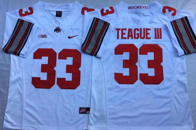 Master Teague Ohio State Buckeyes Jersey white product image 1, provided for visual reference and product detail review