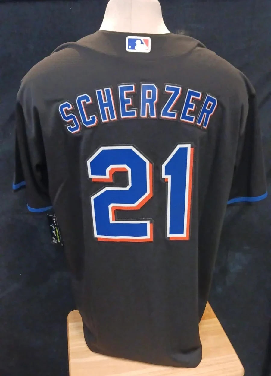 Max Scherzer New York Mets Jersey Black product image 1, provided for visual reference and product detail review