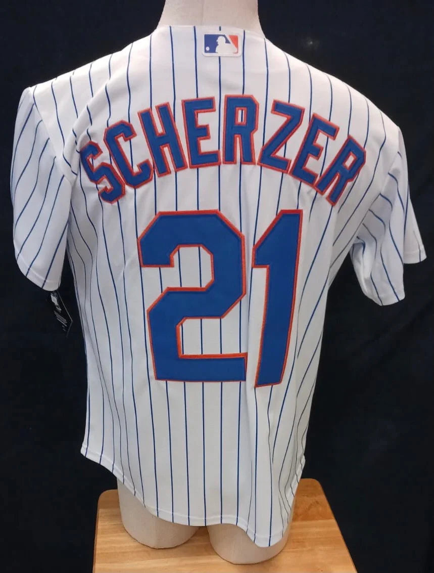 Max Scherzer New York Mets Jersey White product image 1, provided for visual reference and product detail review