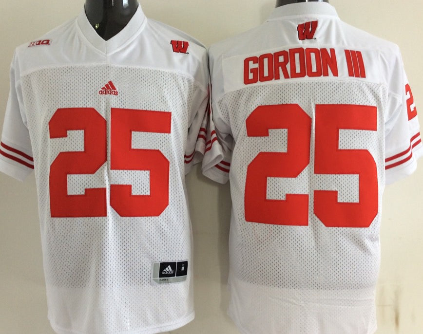 Melvin Gordon Wisconsin Badgers Jersey white product image 1, provided for visual reference and product detail review