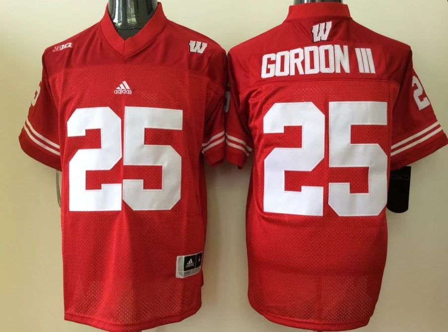 Melvin Gordon Wisconsin Badgers Jersey Red product image 1, provided for visual reference and product detail review