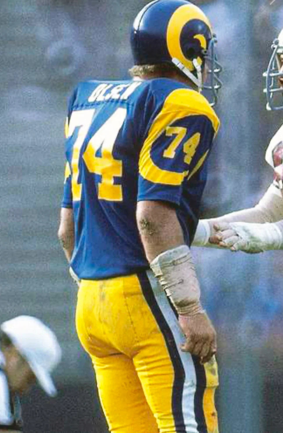 Merlin Olsen 1974 Los Angeles Rams NFL Mitchell & Ness Jersey blue product image 4, provided for visual reference and