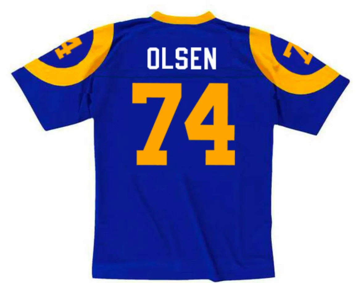 Merlin Olsen 1974 Los Angeles Rams NFL Mitchell & Ness Jersey blue product image 1, provided for visual reference and