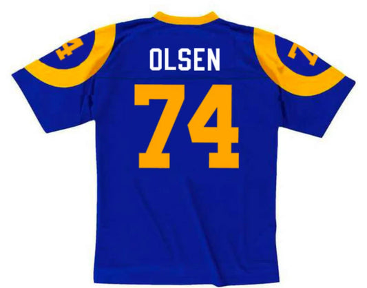 Merlin Olsen 1974 Los Angeles Rams NFL Mitchell & Ness Jersey blue product image 1, provided for visual reference and
