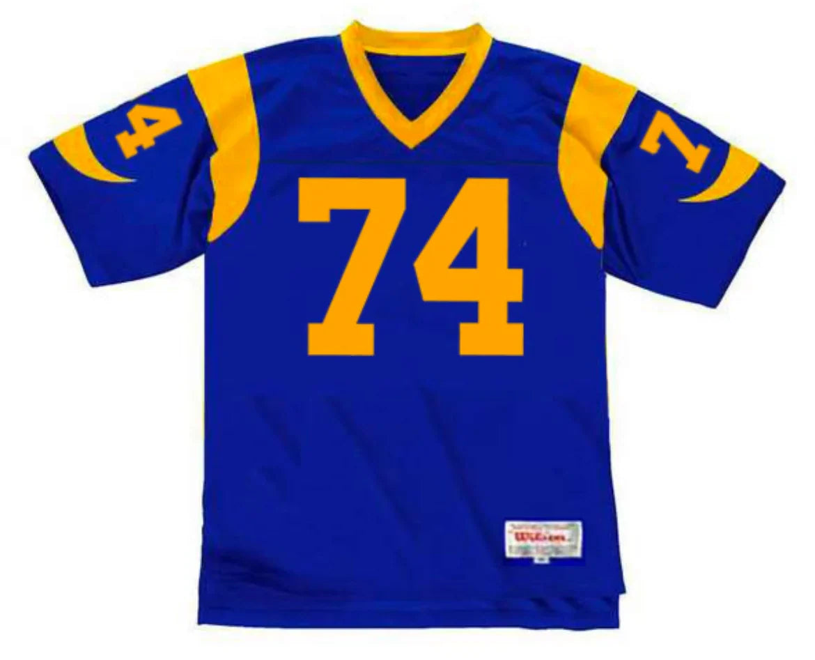 Merlin Olsen 1974 Los Angeles Rams NFL Mitchell & Ness Jersey blue product image 2, provided for visual reference and