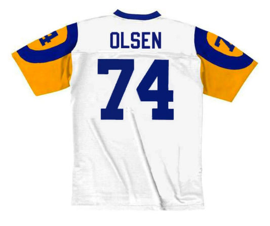 Merlin Olsen 1974 Los Angeles Rams NFL Mitchell & Ness Jersey product image 1, provided for visual reference and product