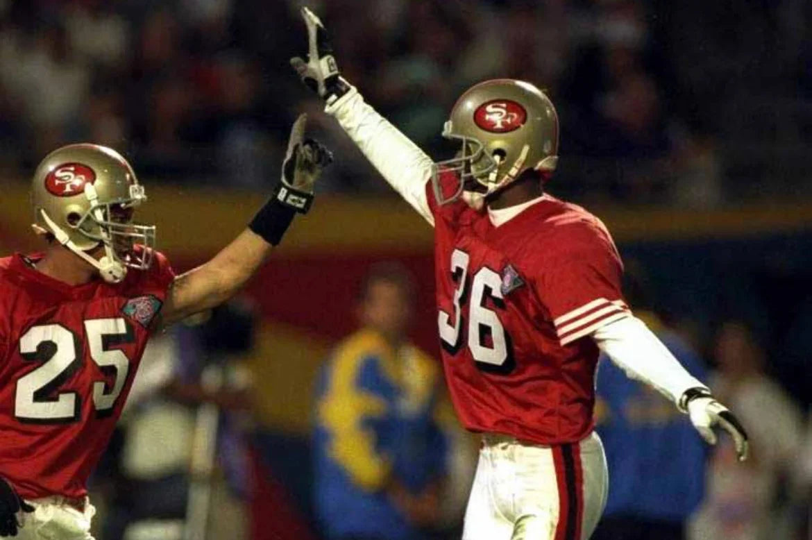 Merton Hanks San Francisco 49ers 1994 Jersey Mitchell & Ness Red product image 3, provided for visual reference and product